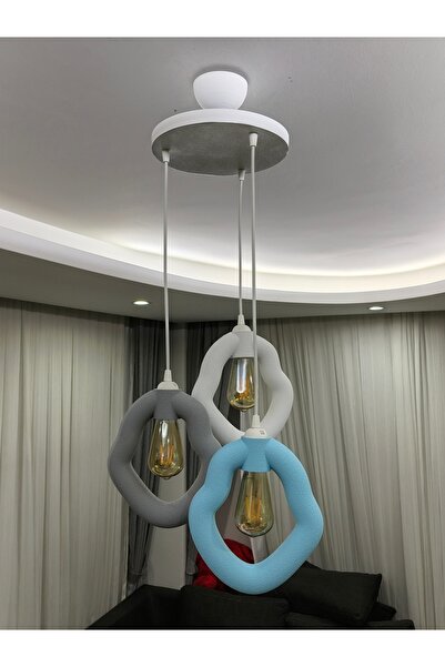 FORECASTE Dekoratif 3’lü Sarkıt Avize | Modern Halka Model | Salon, Mutfak, Y...