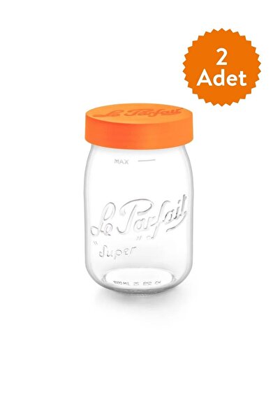 Le Parfait Color Vis Turuncu Kapaklı Cam Kavanoz 1L (2 Adet)