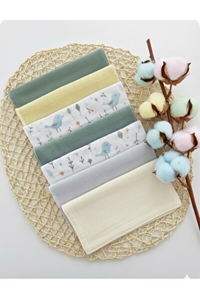 ASİMEL TASARIM 10'lu Desenli Müslin Bebek Ağız Mendili Ter Bezi 25x25 cm %100...