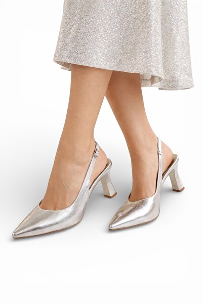 Cochines Pantofi de seară cu toc scurt, cu cataramă argintie, pentru femei