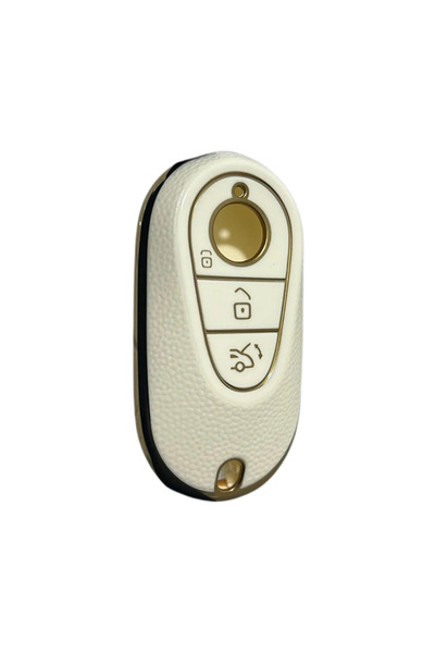AutoHan Keys غطاء مفتاح مرسيدس W206 W223 ذهبي أبيض نانو