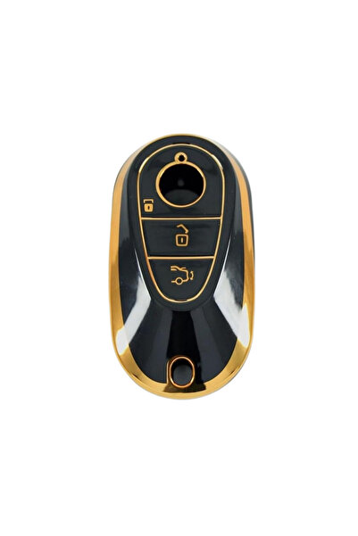 AutoHan Keys غطاء مفتاح مرسيدس W206 W223 أسود ذهبي نانو