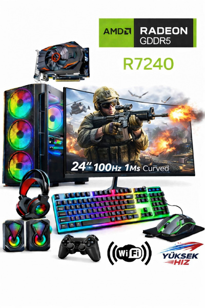 J-TECH G413 i5-3470 3.60GHz 16GB RAM 256GB SSD GDDR5 R7240 4GB 24" Curved Akv...