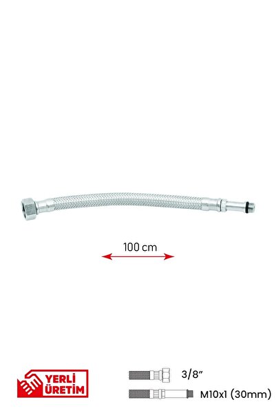 GGama Paslanmaz Çelik Flex Hortum 3/8 - M10x1 Uzun Uç 30 mm Batarya Hortumu 1...