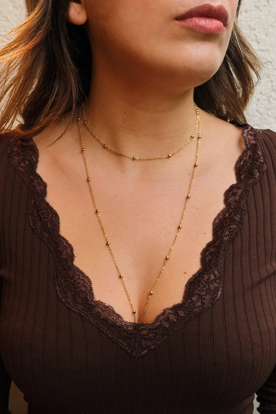 ByFlorya Jewelry قلادة فولاذية دوريكا بسلسلة رفيعة وتصميم منخفض 1 مم أنيقة وب...