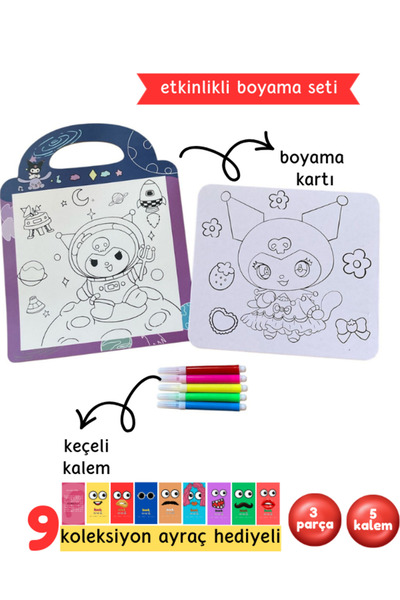 Pembe Yayınevi Boyama Seti - Kuromi - Etkinlikli Boyama Seti