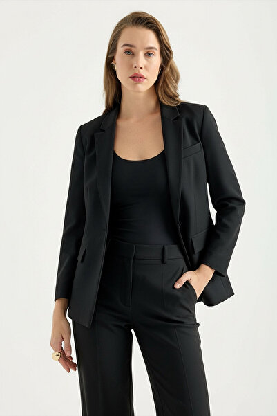 Masha Kate Tek Düğme Siyah Ceket