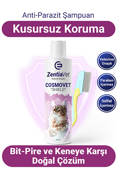 zentiavet Bit Tarağı Hediyeli Bit Arındırıcı Kedi Şampuanı, Bit Pire Parazit ...