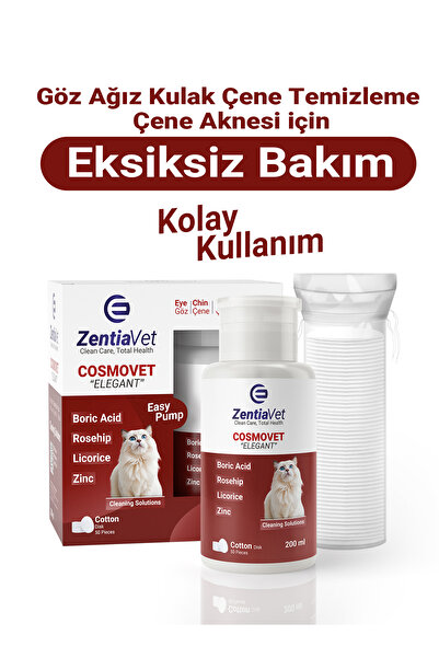 zentiavet Kedi Göz Kulak Ağız Çene Altı Siyah Nokta Gözyaşı Lekesi Bakım Temi...