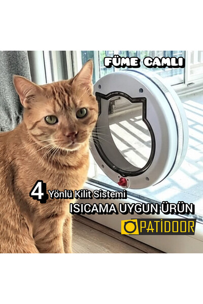 PATİDOOR Blackcap PATİ XXL Kedi Kapısı Beyaz Renk / Füme Camlı