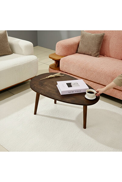 Vera Concept Home Modern Ahşap Oval Orta Sehpa Zigon Sehpa Kahve Sehpası  Aya...