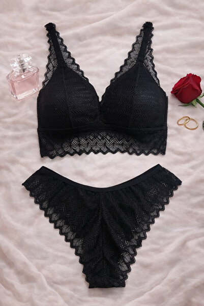 Yapıcı Underwear 2000 Dolgulu Siyah Kadın Bralet 2'li Takım