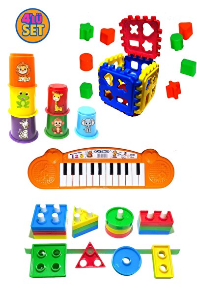 toysnet 4lü eğitici bebeğimin ilk oyuncakları Sesli piyano Bultak Kule Geomet...