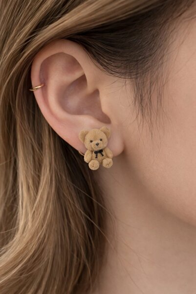 Minia أقراط مخملية لطيفة مع شكل دمية دب