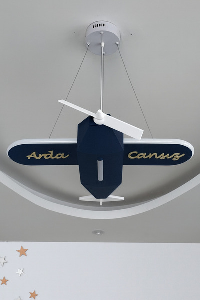 FORECASTE Uçak Temalı LED Çocuk Odası Sarkıt Avize (70x80) Kişiye Özel Tasarı...