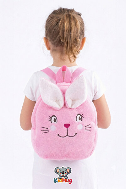 KidHug Geantă pentru copii cu model de iepure premium brodat - țesătură din p...