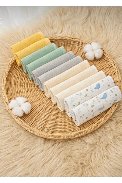 ASİMEL TASARIM 7'li Desenli Müslin Bebek Ağız Mendili Ter bezi 25x25 cm %100 ...