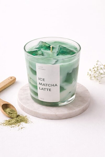 Lumin İstanbul Ice Matcha Latte Kokulu Dekoratif Mum | Latte Konseptli El Yap...
