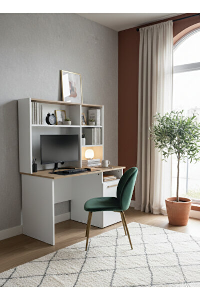 FERZA Mobilya Ev Ofis Çalışma Masası - Raflı Kitaplıklı Genç , Çocuk Masası