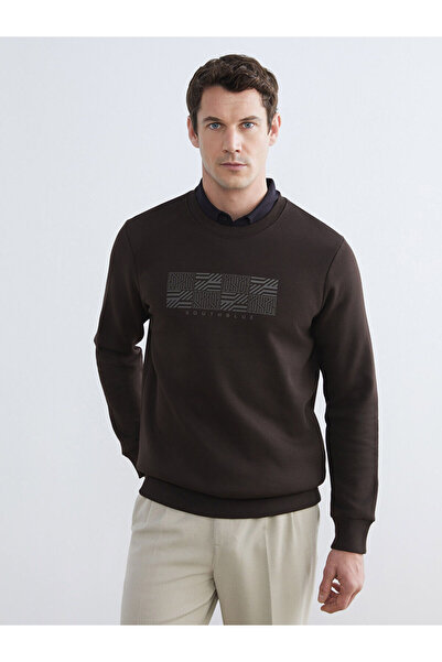 LC Waikiki Ανδρικό χοντρό φούτερ με στάμπα Peak New Season Crew Neck