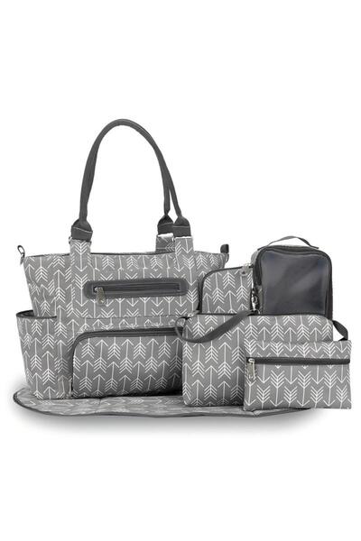 fun zone مجموعة حقيبة حفاضات ليتل ستوري، 6 قطع، مع خطافات لعربة الأطفال وسجاد...