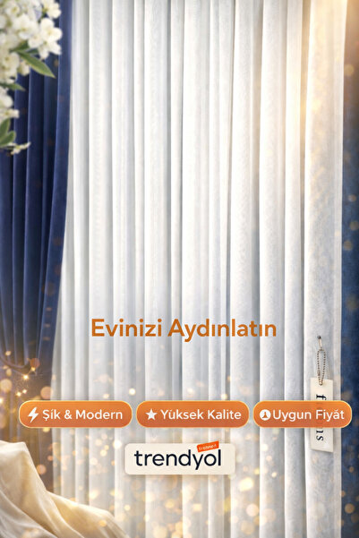 FİENS Ttimms Bambu 1/3 Kat Sık Pileli Her Odaya Uygun Ütü istemez Tül Perde |...
