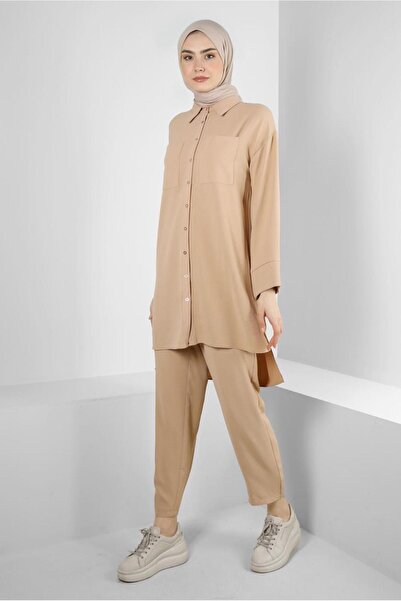 Alvina SHIRT COLLAR, ELASTIC WAIST, DOUBLE PANT SET 43820