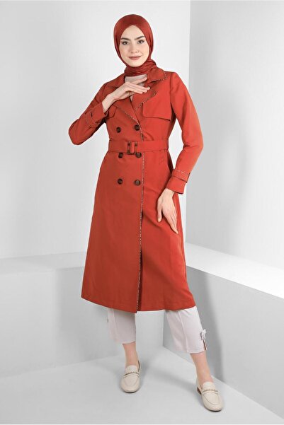 Alvina Круговий комір з поясом, тренчкот 10716