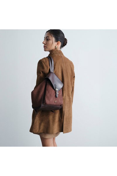 Desa Kadın Kahve Süet Deri Sırt Çantası