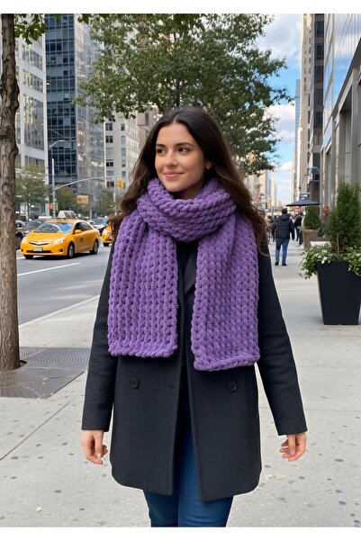 A&D HANDMADE Hand Knitted Puffy Plush Scarf 220*22 cm