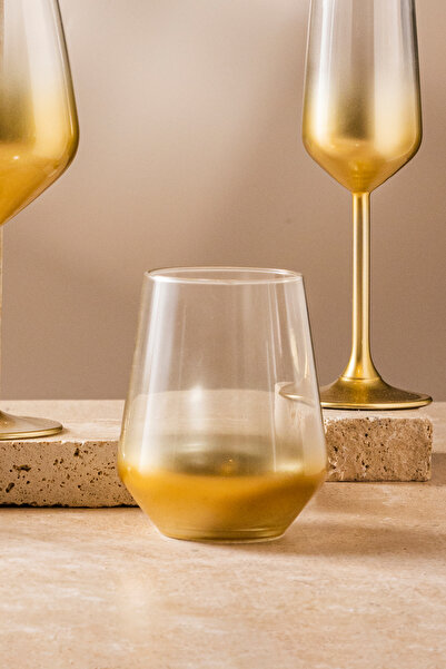 Rakle Glow Set of 4 Gold Water Glasses - 425 Cc