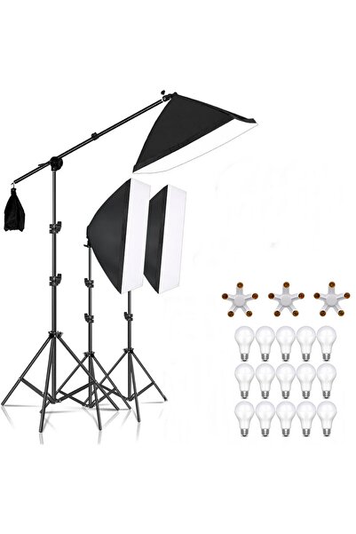 AZT Vlog , Tiktok , Youtube , Canlı Yayın vb. 3 lü Crossbarlı 50x70cm Softbox...