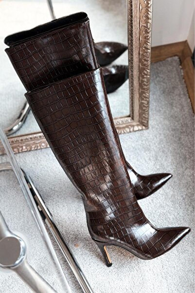 I Love Shoes Oslanna Kahverengi Kroko Günlük Kadın Çizme