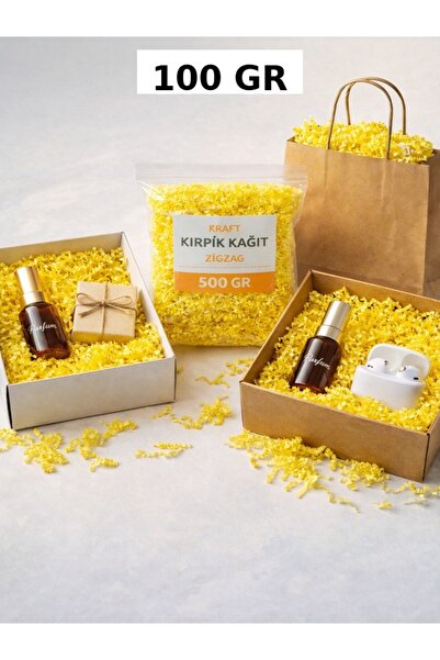 Orbak Kağıt Sarı Z Zigzag Kırpık Kâğıt – Hediye Kutu İçi Dolgu Süsleme ve dol...
