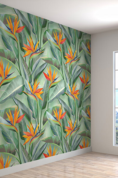 dreamwall Tropik Çiçekler Desenli Silinebilir Sağlıklı Tekstil Duvar Kağıdı