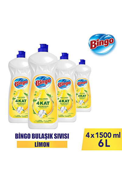 Bingo Sıvı Elde Bulaşık Deterjanı Limon 1500ml X 4 Adet