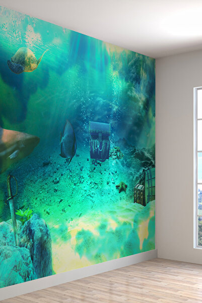 dreamwall Denizaltı Balık Ve Hazine Desenli Isı Ve Ses Yalıtımlı Sağlıklı Tek...