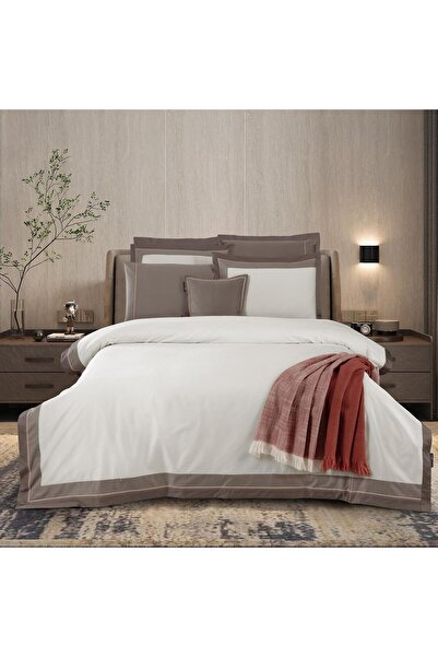 Sarev Cortes Double 100% Cotton Satin "500 Tc" Duvet Cover Set Mocha