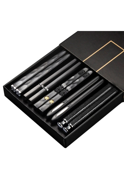 Choice 5 Pairs Black HHY 5Pairs High Quality Japanese Non-Slip Chopsticks Kor...