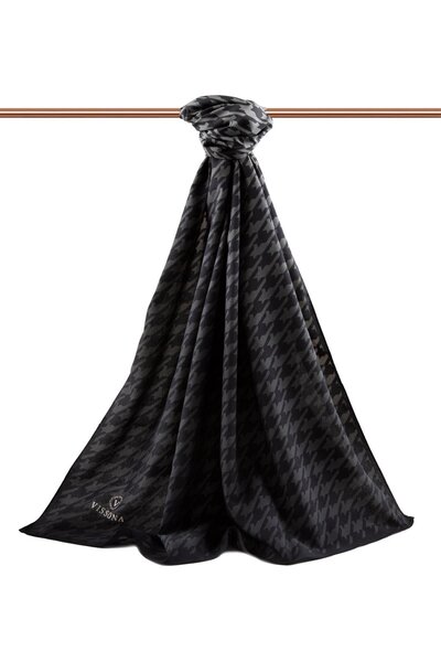 Vissona LÜKS MEDİNE İPEĞİ KAZAYAĞI DESENLİ GRİ RENKLİ 75X195 KIRIŞMAZ ŞAL MOS...