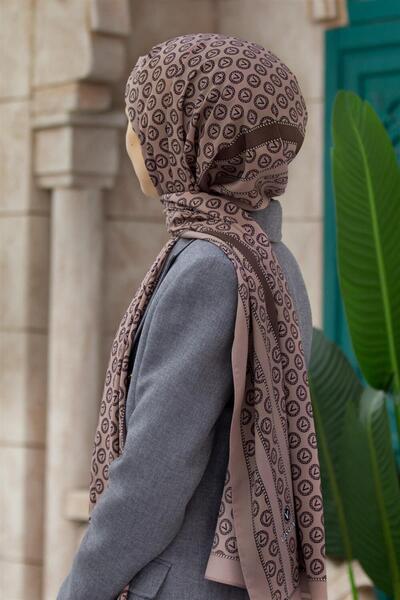 Vissona LÜKS MEDİNE İPEĞİ DEGRADELİ MONOGRAM DESENLİ VİZON RENKLİ 75X195 KIRI...