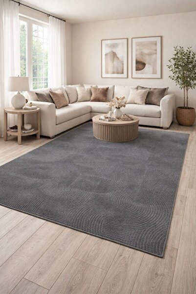 Merinos Leaf Joy Kaymaz Taban Rölyef Antrasit Halı