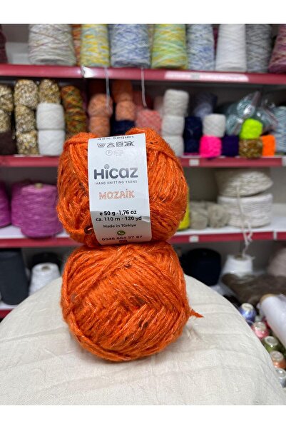 HİCAZ YARN Moher İri Pullu Turuncu Çanta/ Örgü ipi Yumaklar 50 gr x 2= 100 gr