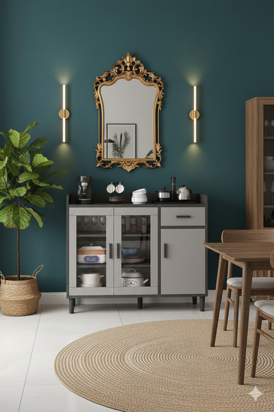 Luxury Home خزانة قهوة زاوية عصرية - وحدة تخزين جانبية رمادية قائمة بذاتها