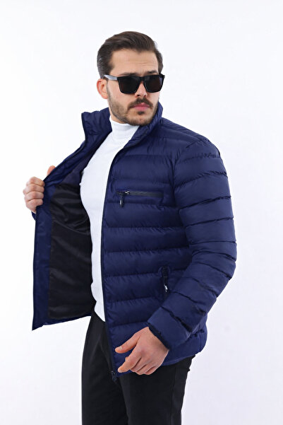 comstar Чоловічий тренд Стильне темно-синє надувне пальто на блискавці