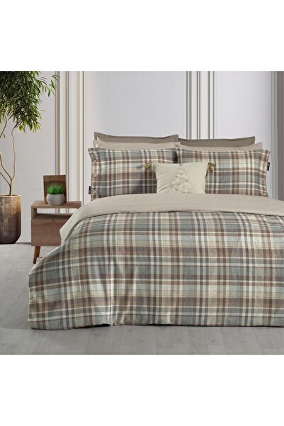 Sarev طقم غطاء لحاف مزدوج من القطن الساتان بنسبة 100% من وينستون، لون موكا