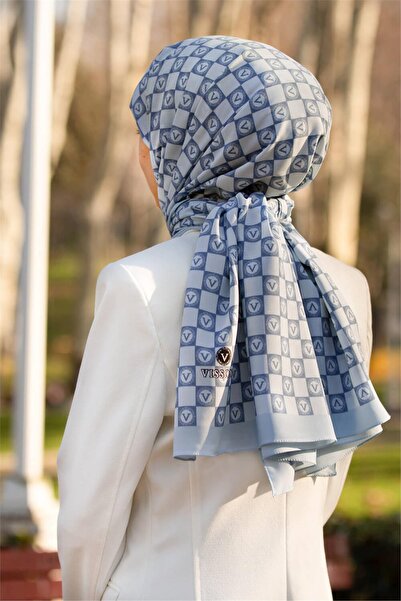 Vissona نمط حرف واحد فقط من حرير المدينة الفاخر باللون الأزرق الفاتح مقاس 75 ...