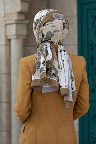 Vissona LÜKS MEDİNE İPEĞİ BAHAR DALI DESENLİ BEJ RENKLİ 75X195 KIRIŞMAZ ŞAL M...