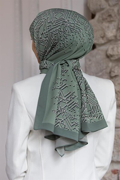 Vissona LÜKS MEDİNE İPEĞİ GEOMETRİK DESENLİ SU YEŞİLİ - KREM RENKLİ 75X195 KI...