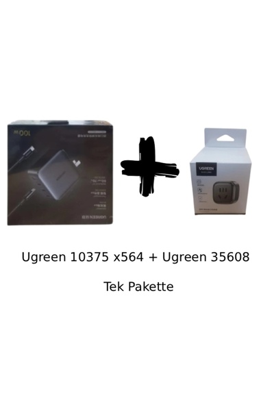 Ugreen 10375 X564 Nexode 100W GaN Hızlı Duvar Şarj Cihazı USB-C Kablolu 4 Portlu